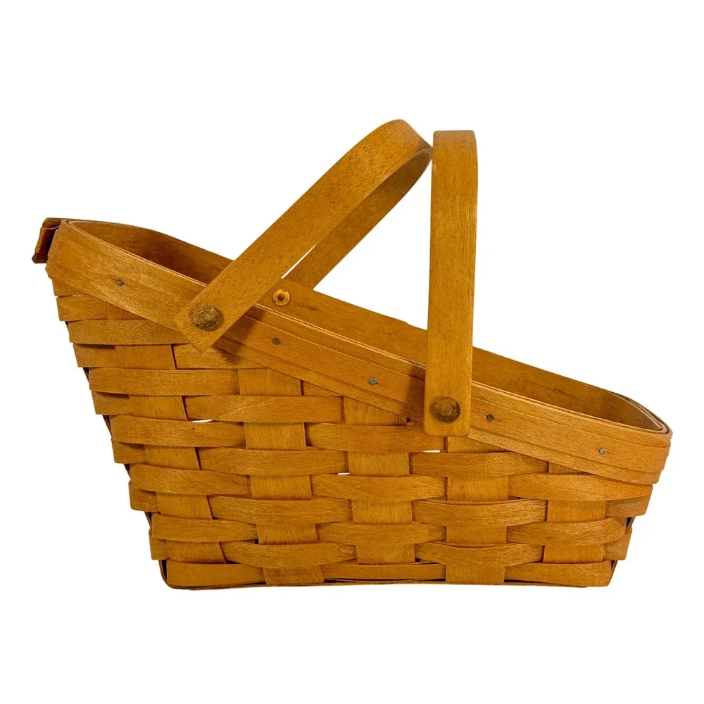 Longaberger Vintage 1990 Medium Vegetable‎ Basket 2 Swing Handles New Liner